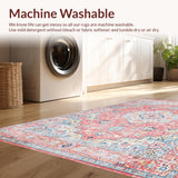 Ultra Soft Area Rug, Non Slip, Stain Resistant, Washable Area Rugs for Living Room, Bedroom, Transitional Soft Toned Artwork(Pink)