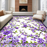 Ultra Soft Area Rug, Non Slip, Stain Resistant, Washable Area Rugs for Living Room, Bedroom, Vivid Pastoral Leaf Motif(Purple)