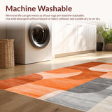 Ultra Soft Area Rug, Non Slip, Stain Resistant, Washable Area Rugs for Living Room, Bedroom, Dynamic Abstract Geometric Aesthetic(Orange)