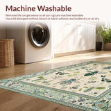 Ultra Soft Area Rug, Non Slip, Stain Resistant, Washable Area Rugs for Living Room, Bedroom, Elegant Earthy Floral Insect Design(Beige)