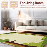 Ultra Soft Area Rug, Non Slip, Stain Resistant, Washable Area Rugs for Living Room, Bedroom, Charming Cartoon Tree Silhouettes(Beige)