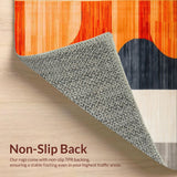 Ultra Soft Area Rug, Non Slip, Stain Resistant, Washable Area Rugs for Living Room, Bedroom, Chic Modern Organic Shapes(Orange)