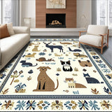 Ultra Soft Area Rug, Non Slip, Stain Resistant, Washable Area Rugs for Living Room, Bedroom, Elegant Pastel Wildlife Theme(White)