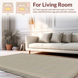 Ultra Soft Area Rug, Non Slip, Stain Resistant, Washable Area Rugs for Living Room, Bedroom, Contemporary Soft Sculptural Elements(Beige)
