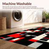 Ultra Soft Area Rug, Non Slip, Stain Resistant, Washable Area Rugs for Living Room, Bedroom, Chic Black and White Composition(Black)