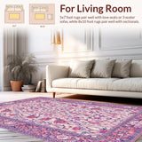 Ultra Soft Area Rug, Non Slip, Stain Resistant, Washable Area Rugs for Living Room, Bedroom, Serene Minimalist Botanical Outline(Pink)
