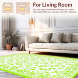 Ultra Soft Area Rug, Non Slip, Stain Resistant, Washable Area Rugs for Living Room, Bedroom, Playful Petal Design(White)