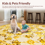 Ultra Soft Area Rug, Non Slip, Stain Resistant, Washable Area Rugs for Living Room, Bedroom, Lively Multi-Colored Trellis Style(Yellow)