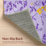 Ultra Soft Area Rug, Non Slip, Stain Resistant, Washable Area Rugs for Living Room, Bedroom, Rustic Floral Patterned Welcome Mat(Purple)