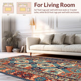 Ultra Soft Area Rug, Non Slip, Stain Resistant, Washable Area Rugs for Living Room, Bedroom, Primitive Farmhouse Style Stain-Resistant Kitchen Carpet(Red)
