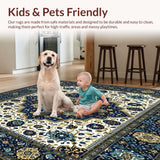 Ultra Soft Area Rug, Non Slip, Stain Resistant, Washable Area Rugs for Living Room, Bedroom, Recycled Oeko TEX Beige(Blue)