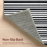 Ultra Soft Area Rug, Non Slip, Stain Resistant, Washable Area Rugs for Living Room, Bedroom, Absorbent Black and White Stripe Rug for Patios(Black)