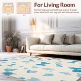 Ultra Soft Area Rug, Non Slip, Stain Resistant, Washable Area Rugs for Living Room, Bedroom, Boho Blue Bow Rug:  Stylish Flat-Weave Area Rug(Beige)