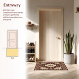 Ultra Soft Area Rug, Non Slip, Stain Resistant, Washable Area Rugs for Living Room, Bedroom, Inspired Floral(Red)