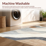 Ultra Soft Area Rug, Non Slip, Stain Resistant, Washable Area Rugs for Living Room, Bedroom, Artful Contemporary Linear Design(Beige)
