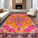 Ultra Soft Area Rug, Non Slip, Stain Resistant, Washable Area Rugs for Living Room, Bedroom, Contemporary Vibrant Pattern Showcase(Orange)