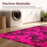 Ultra Soft Area Rug, Non Slip, Stain Resistant, Washable Area Rugs for Living Room, Bedroom, Striking Graphic Animal Theme(Pink)