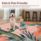 Ultra Soft Area Rug, Non Slip, Stain Resistant, Washable Area Rugs for Living Room, Bedroom, Rustic Southwest Floral Delight(Pink)