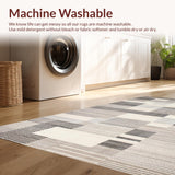 Ultra Soft Area Rug, Non Slip, Stain Resistant, Washable Area Rugs for Living Room, Bedroom, Artistic Grey Tiled Aesthetic(Gray)