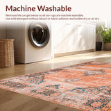 Ultra Soft Area Rug, Non Slip, Stain Resistant, Washable Area Rugs for Living Room, Bedroom, Soft Terracotta Linear Arrangement(Orange)