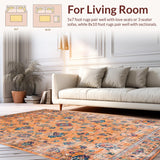Ultra Soft Area Rug, Non Slip, Stain Resistant, Washable Area Rugs for Living Room, Bedroom, Chic Rustic Orange Blossom Pattern(Orange)