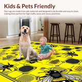 Ultra Soft Area Rug, Non Slip, Stain Resistant, Washable Area Rugs for Living Room, Bedroom, Elegant Floral Hexagonal Arrangement(Yellow)