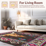 Ultra Soft Area Rug, Non Slip, Stain Resistant, Washable Area Rugs for Living Room, Bedroom, Pastel Highland Cattle Decorative Style(Brown)