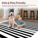 Ultra Soft Area Rug, Non Slip, Stain Resistant, Washable Area Rugs for Living Room, Bedroom, Elegant Black And White Striped Carpet Perfect For Stylish Entryways(Gray)