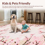 Ultra Soft Area Rug, Non Slip, Stain Resistant, Washable Area Rugs for Living Room, Bedroom, Bright Cozy Blossom Aesthetic(Pink)