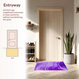 Ultra Soft Area Rug, Non Slip, Stain Resistant, Washable Area Rugs for Living Room, Bedroom, Youthful Bright Splash Motif(Purple)
