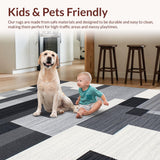 Ultra Soft Area Rug, Non Slip, Stain Resistant, Washable Area Rugs for Living Room, Bedroom, Rustic Minimalist Textured Design(Gray)