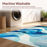Ultra Soft Area Rug, Non Slip, Stain Resistant, Washable Area Rugs for Living Room, Bedroom, Oceanic Voyage Nautical Wave Rug With Sailing Adventure Theme(Blue)