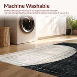 Ultra Soft Area Rug, Non Slip, Stain Resistant, Washable Area Rugs for Living Room, Bedroom, Mono Stripe Rug with Dynamic Parallel Lines and Abstract Pattern(Gray)
