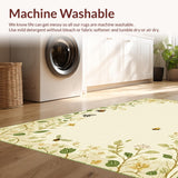 Ultra Soft Area Rug, Non Slip, Stain Resistant, Washable Area Rugs for Living Room, Bedroom, Serene Floral Fantasy Design(Beige)