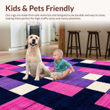 Ultra Soft Area Rug, Non Slip, Stain Resistant, Washable Area Rugs for Living Room, Bedroom, Modern Abstract Circular Patterns(Purple)