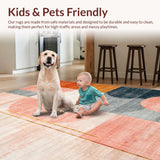 Ultra Soft Area Rug, Non Slip, Stain Resistant, Washable Area Rugs for Living Room, Bedroom, Modern Geometric Harmony Rug with Abstract Gold Accents and Subtle Peach Hues(Beige)