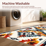 Ultra Soft Area Rug, Non Slip, Stain Resistant, Washable Area Rugs for Living Room, Bedroom, Southwestern Ivory Bathroom Rug with Non-Slip Backing(Red)