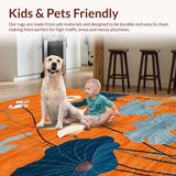 Ultra Soft Area Rug, Non Slip, Stain Resistant, Washable Area Rugs for Living Room, Bedroom, Artistic Multihued Nature Theme(Orange)