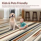 Ultra Soft Area Rug, Non Slip, Stain Resistant, Washable Area Rugs for Living Room, Bedroom, Modern Chic Linear Arrangement(Beige)