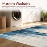 Ultra Soft Area Rug, Non Slip, Stain Resistant, Washable Area Rugs for Living Room, Bedroom, Vintage Inspired Ombre Area Rug with Distressed Blue and Beige Tones(Blue)