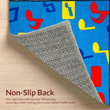Ultra Soft Area Rug, Non Slip, Stain Resistant, Washable Area Rugs for Living Room, Bedroom, Brightly Hued Soundscape Design(Blue)