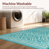 Ultra Soft Area Rug, Non Slip, Stain Resistant, Washable Area Rugs for Living Room, Bedroom, Rustic Trellis Inspired Design(Blue)