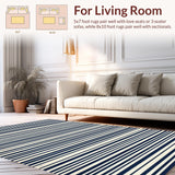Ultra Soft Area Rug, Non Slip, Stain Resistant, Washable Area Rugs for Living Room, Bedroom, Serene Coastal Vibe with Anchor(Blue)