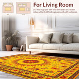 Ultra Soft Area Rug, Non Slip, Stain Resistant, Washable Area Rugs for Living Room, Bedroom, Sunny Spiraled Harmony Aesthetic(Gold)