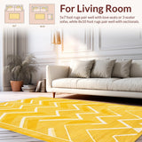 Ultra Soft Area Rug, Non Slip, Stain Resistant, Washable Area Rugs for Living Room, Bedroom, Bold Yellow Contemporary Flair(Yellow)