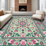 Ultra Soft Area Rug, Non Slip, Stain Resistant, Washable Area Rugs for Living Room, Bedroom, Rustic Pastel Geometric Arrangement(Ivory)