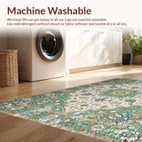 Ultra Soft Area Rug, Non Slip, Stain Resistant, Washable Area Rugs for Living Room, Bedroom, Vintage Floral Geometric Elegance(Green)