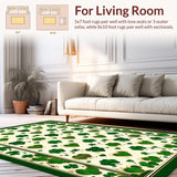 Ultra Soft Area Rug, Non Slip, Stain Resistant, Washable Area Rugs for Living Room, Bedroom, Charming White and Green Floral Arrangement(Green)