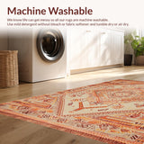 Ultra Soft Area Rug, Non Slip, Stain Resistant, Washable Area Rugs for Living Room, Bedroom, Artful Tiled Rustic Visuals(Orange)