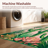 Ultra Soft Area Rug, Non Slip, Stain Resistant, Washable Area Rugs for Living Room, Bedroom, Rustic Cozy Textured Plant Pattern(Pink)